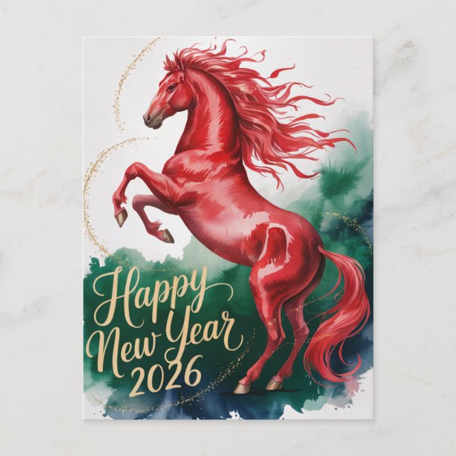Cartão Postal De Festividades Chinese New year of the Horse 2026 (Frente)