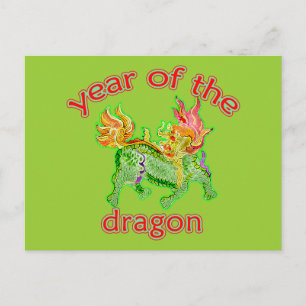 Cartão Postal De Festividades Chinese Year of the Dragon Illustration