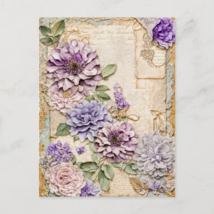 Cartão Postal De Festividades Chique elegante dos Chrysanthemum Roxo