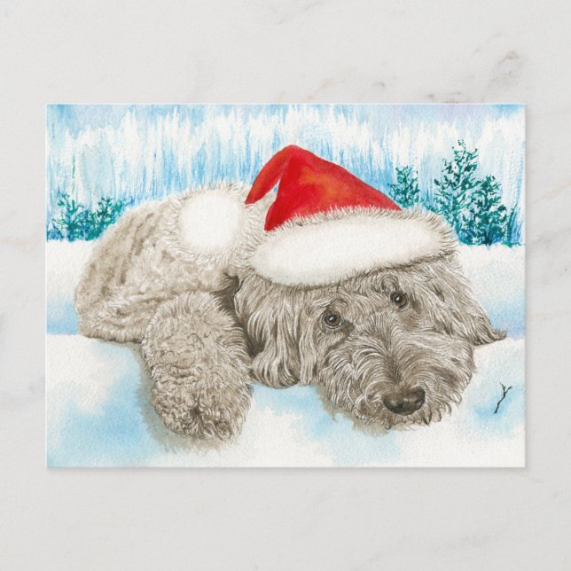 Cartão Postal De Festividades Chocolate Labradoodle do Natal (Frente)