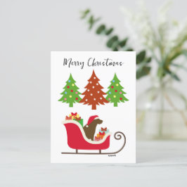 Cartão Postal De Festividades Chocolate Labrador Silhouette Christmas Sleigh