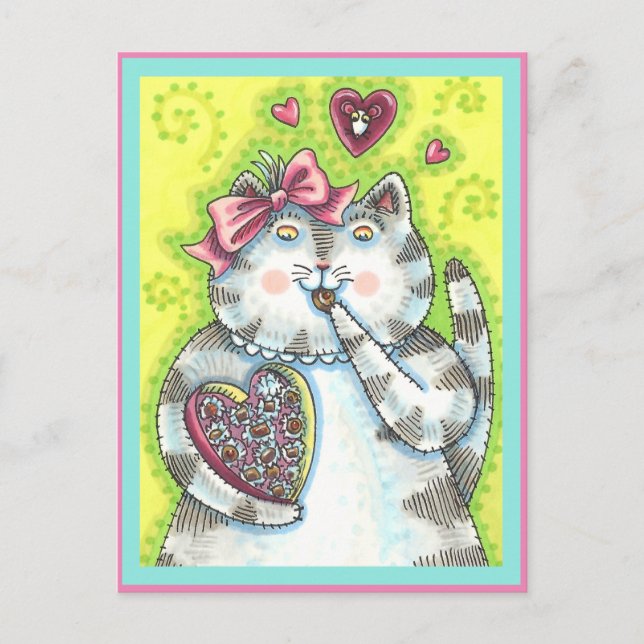 CARTÃO POSTAL DE FESTIVIDADES CHOCOLATES DO ADMIRER SECRETO DE KITTEN, NAMORADOS (Frente)