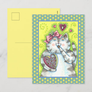 CARTÃO POSTAL DE FESTIVIDADES CHOCOLATES DO ADMIRER SECRETO DE KITTEN, NAMORADOS