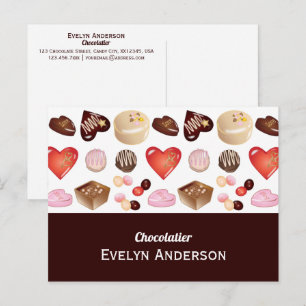 Cartão Postal De Festividades Chocolatier Loja de Chocolate Empresarial Promocio
