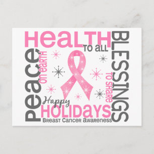 Cartão Postal De Festividades Christmas 4 Breast Cancer Snowflakes