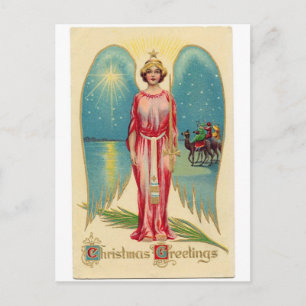 Cartão Postal De Festividades Christmas angel with decorative wings