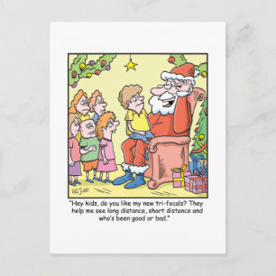 Cartão Postal De Festividades Christmas Cartoon about Santas New Glasses
