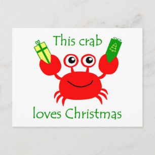 Cartão Postal De Festividades Christmas Crab