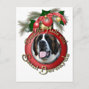 Cartão Postal De Festividades Christmas - Deck the Halls - Saint Bernards - Mae