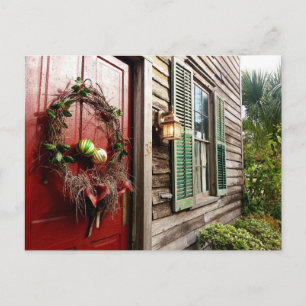 Cartão Postal De Festividades 'Christmas Door' Postcard