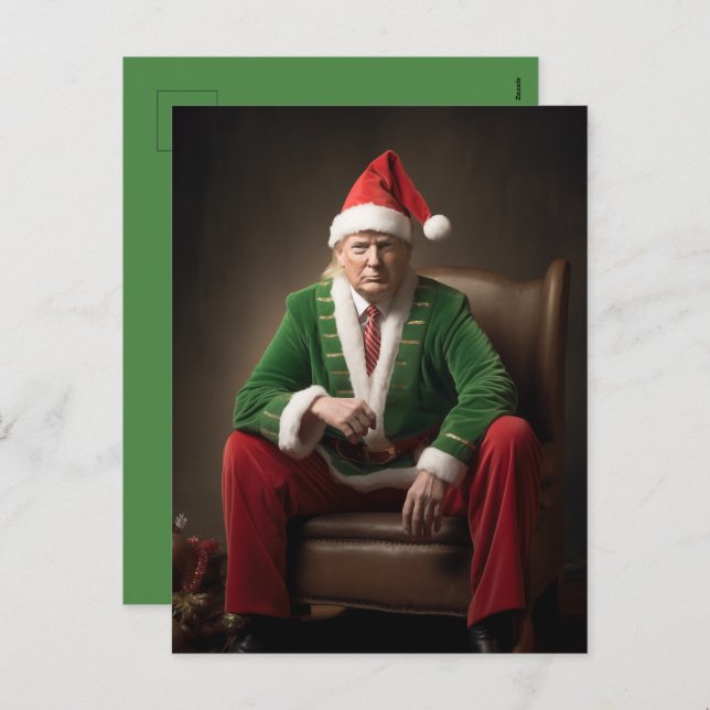 Cartão Postal De Festividades Christmas Elf Donald Trump (Frente/Verso)