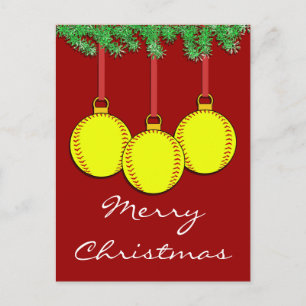 Cartão Postal De Festividades Christmas Fastpitch Softball Postcard