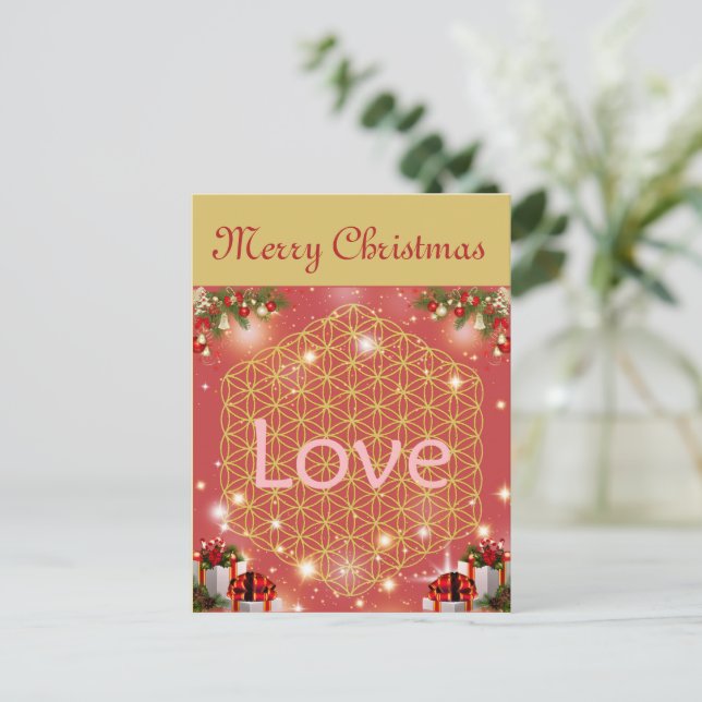 Cartão Postal De Festividades Christmas flower of life gift love  (Em pé/Frente)