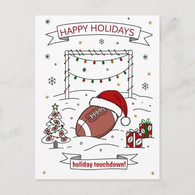 Cartão Postal De Festividades Christmas football Ball Santa Hat Greeting Cards (Frente)