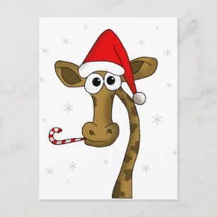 Cartão Postal De Festividades Christmas giraffe