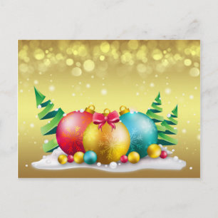 Cartão Postal De Festividades Christmas holiday Postcard Gold Effect