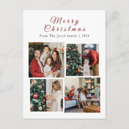 Cartão Postal De Festividades Christmas holidays Modern Typography Four-Photo