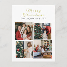 Cartão Postal De Festividades Christmas holidays Modern Typography Four-Photo