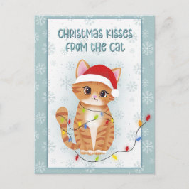 Cartão Postal De Festividades Christmas Kisses from the Cat
