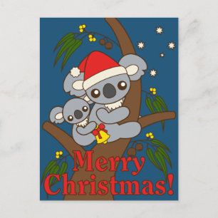Cartão Postal De Festividades Christmas Koalas