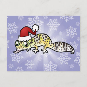 Cartão Postal De Festividades Christmas Leopard Gecko