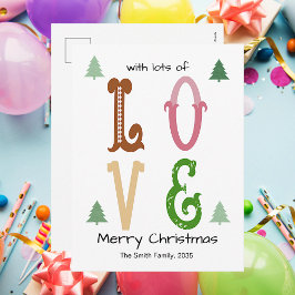 Cartão Postal De Festividades  Christmas Love Modern Typography Holiday Card