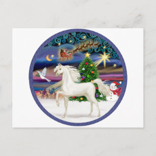 Cartão Postal De Festividades Christmas Magic - White Arabian Horse