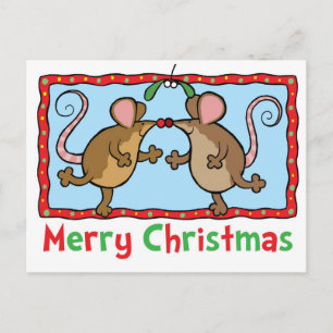 Cartão Postal De Festividades Christmas mice