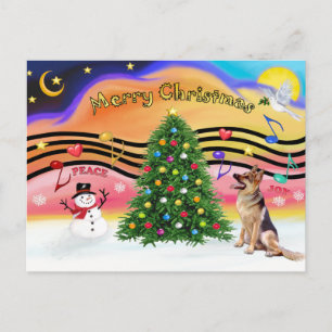 Cartão Postal De Festividades Christmas Music 2 - German Shepherd 1