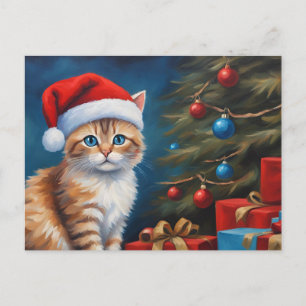 Cartão Postal De Festividades Christmas Orange Tabby Kitten