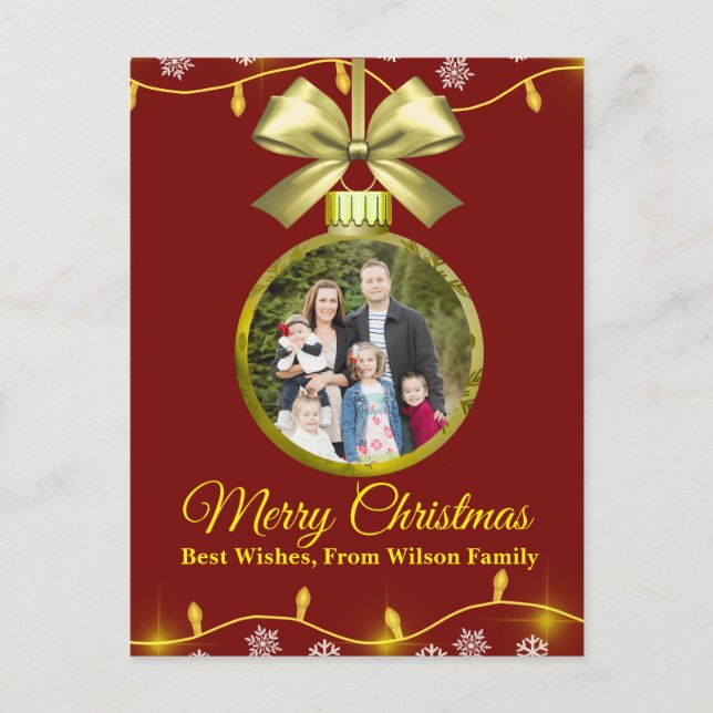 Cartão Postal De Festividades Christmas Ornament Holiday Photo Card (Frente)