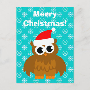Cartão Postal De Festividades Christmas owl cartoon post cards
