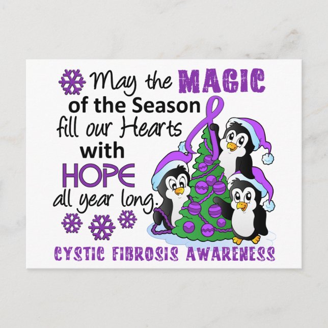 Cartão Postal De Festividades Christmas Penguins Cystic Fibrosis (Frente)