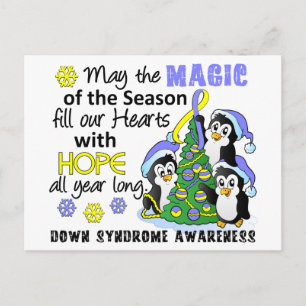 Cartão Postal De Festividades Christmas Penguins Down Syndrome