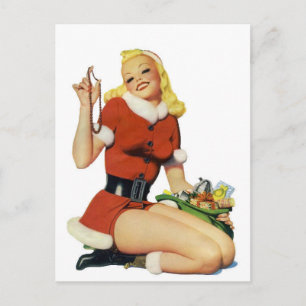 Cartão Postal De Festividades Christmas Pinup