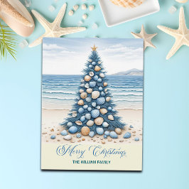 Cartão Postal De Festividades Christmas Tree Beach Merry Christmas