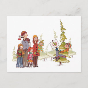 Cartão Postal De Festividades Christmas Tree Hugger Holiday POSTCARD