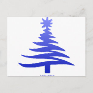 Cartão Postal De Festividades Christmas Tree Stencil Cobalt Blue