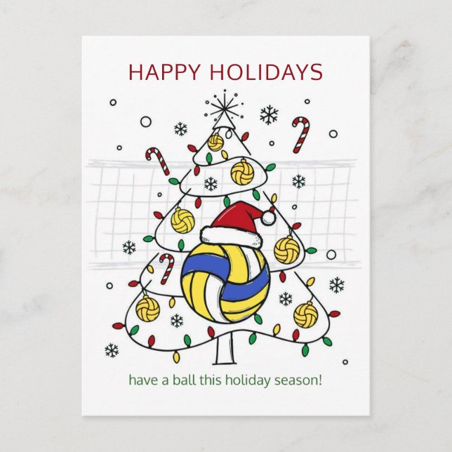 Cartão Postal De Festividades Christmas volleyball Ball Santa Hat Greeting Cards (Frente)