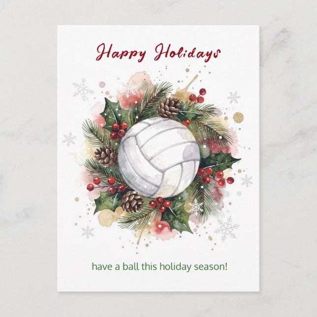 Cartão Postal De Festividades Christmas Volleyball Holiday Greeting Cards (Frente)