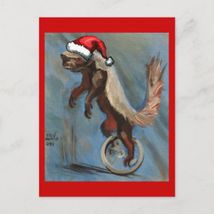 Cartão Postal De Festividades Christmas with Honey Badger