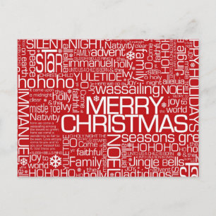 Cartão Postal De Festividades Christmas Word Collage