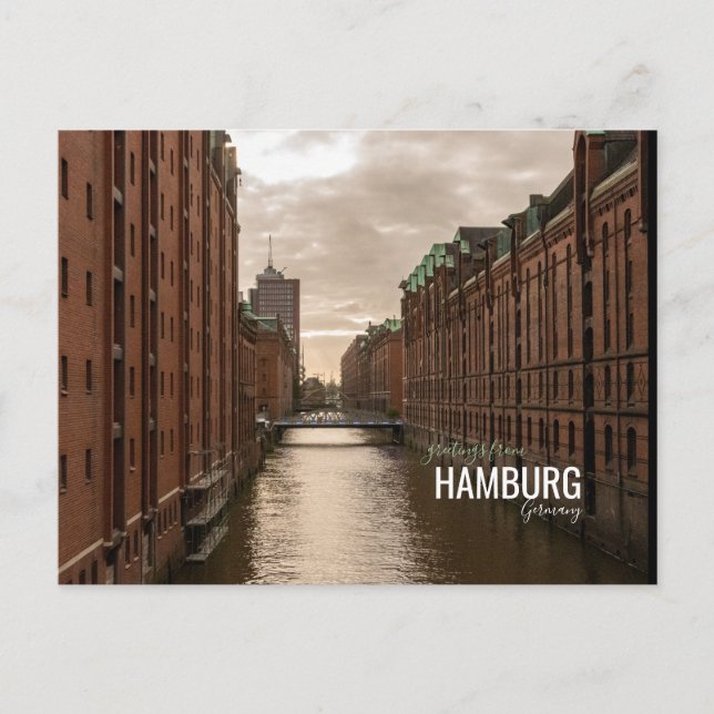Cartão Postal De Festividades Cidade de Hamburgo, Speicherstadt Warehouses Harbo (Frente)