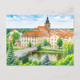 Cartão Postal De Festividades Cidade de Havelberg central aquarell havelland