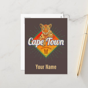 Cartão Postal De Festividades Cidade do Cabo África do Sul Retro Leopard Vintage