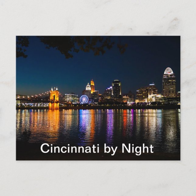 Cartão Postal De Festividades Cincinnati por Night (Frente)