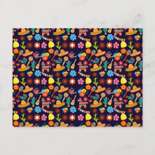 Cartão Postal De Festividades Cinco de Mayo padrão fofo mexicano