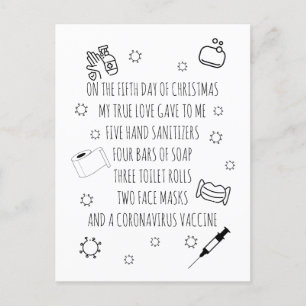Cartão Postal De Festividades Cinco dias de Natal Covid Engraçado