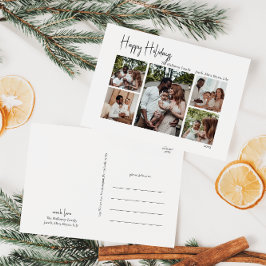 Cartão Postal De Festividades Cinco fotos de feriados felizes de Script Moderno