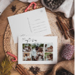 Cartão Postal De Festividades Cinco Fotos do Script de Natal Moderno<br><div class="desc">Este cartão postal de Natal moderno, com cinco fotografias, é perfeito para o seu chique minimalista, preto e branco. A caligrafia manuscrita branca é delicada e rústica enquanto permanece elegante e elegante. A design reflete um simples dia de inverno todo-branco e evoca memórias de uma vida mais simplista. Você descobrirá...</div>